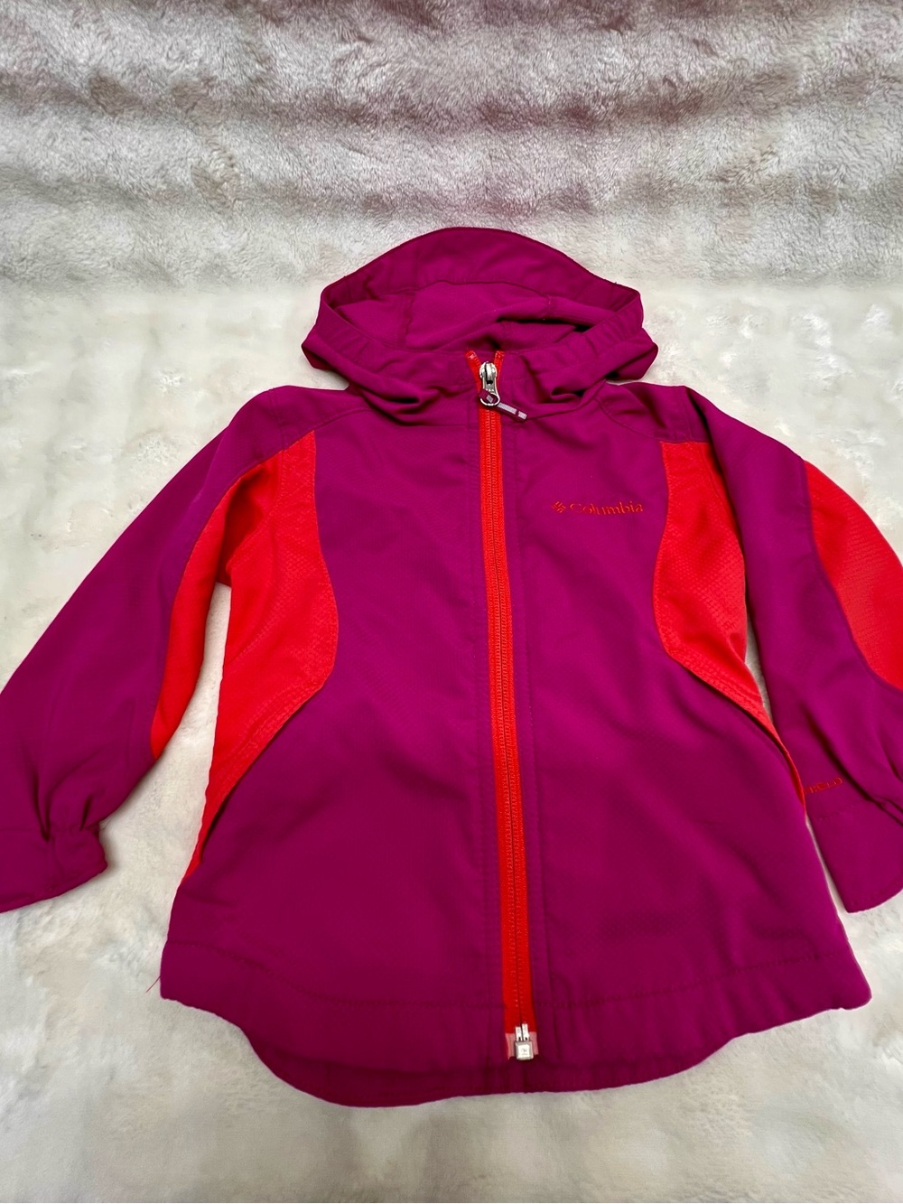 Columbia Girls' Magenta & Red Hooded Windbreaker